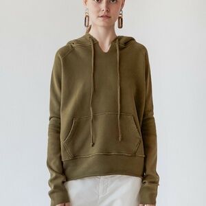 Nili Lotan Janie Hoodie Sweatshirt in Original Army Green Color Size S